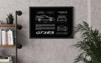 Porsche 911 GT3 RS Blueprint – Wall Art Poster Frame (A3)