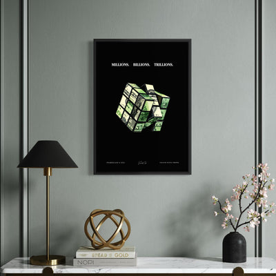 The Money Cube Poster Framed (A3 Size)