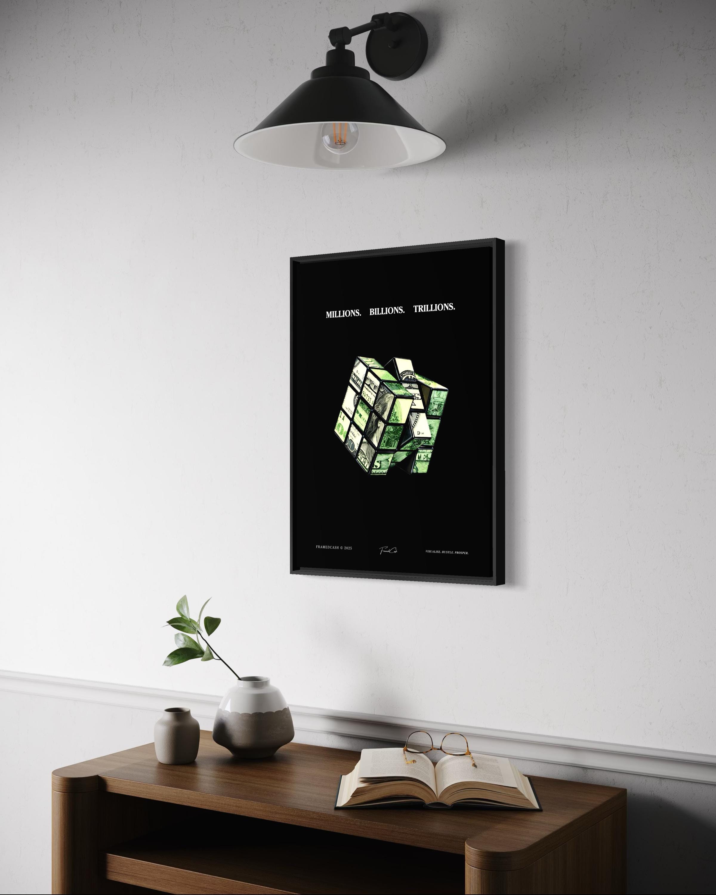 The Money Cube Poster Framed (A3 Size)