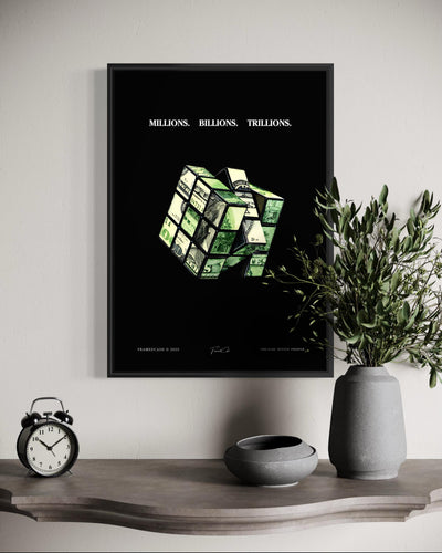 The Money Cube Poster Framed (A3 Size)