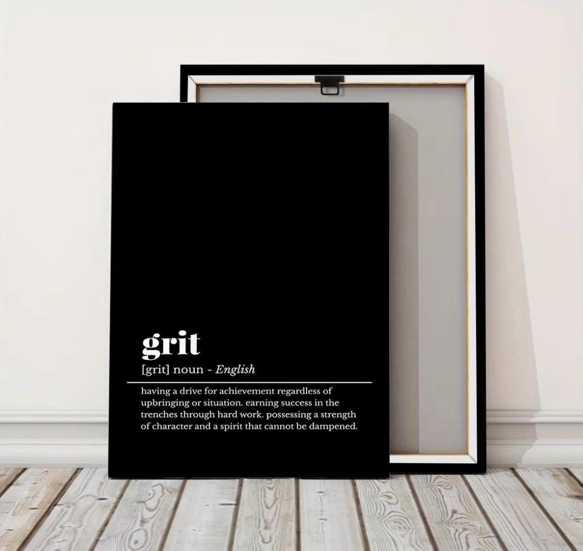 The Trinity Of Discipline – Grit. Mindset. Ambition. - Set of 3 Wooden Canvas Poster