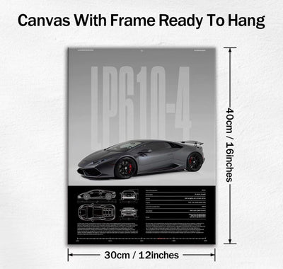 LAMBORGHINI HURACÁN LP610-4 – Precision in Motion - Wooden Canvas Poster