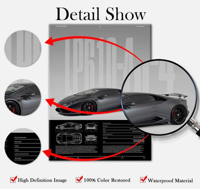 LAMBORGHINI HURACÁN LP610-4 – Precision in Motion - Wooden Canvas Poster