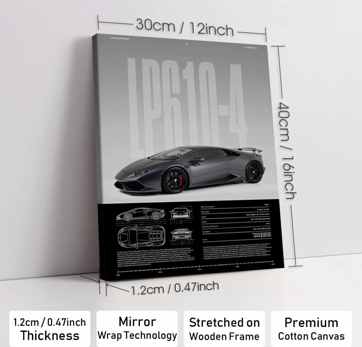 LAMBORGHINI HURACÁN LP610-4 – Precision in Motion - Wooden Canvas Poster