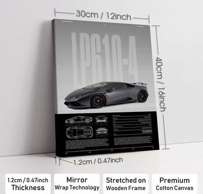 LAMBORGHINI HURACÁN LP610-4 – Precision in Motion - Wooden Canvas Poster