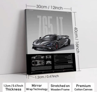 MCLAREN 765LT – Engineered Extremes - Wooden Canvas Poster