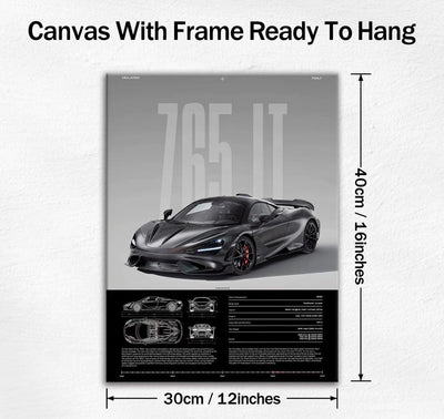 MCLAREN 765LT – Engineered Extremes - Wooden Canvas Poster
