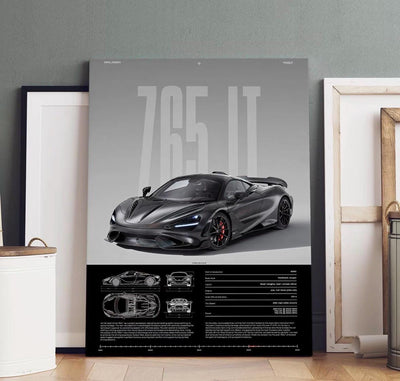 MCLAREN 765LT – Engineered Extremes - Wooden Canvas Poster