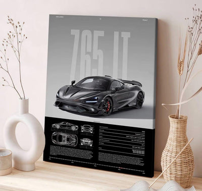 MCLAREN 765LT – Engineered Extremes - Wooden Canvas Poster