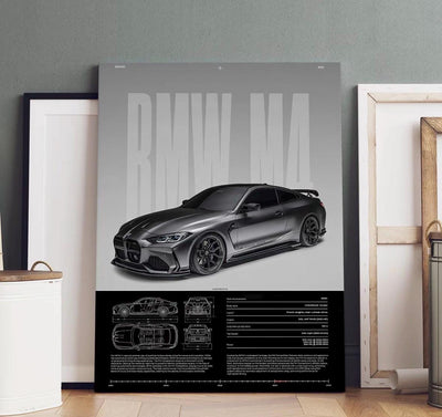 BMW M4 – Precision Meets Power | Wooden Canvas Poster