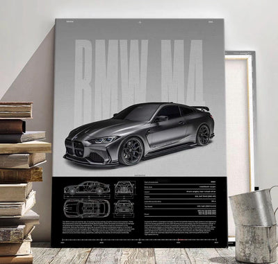 BMW M4 – Precision Meets Power | Wooden Canvas Poster
