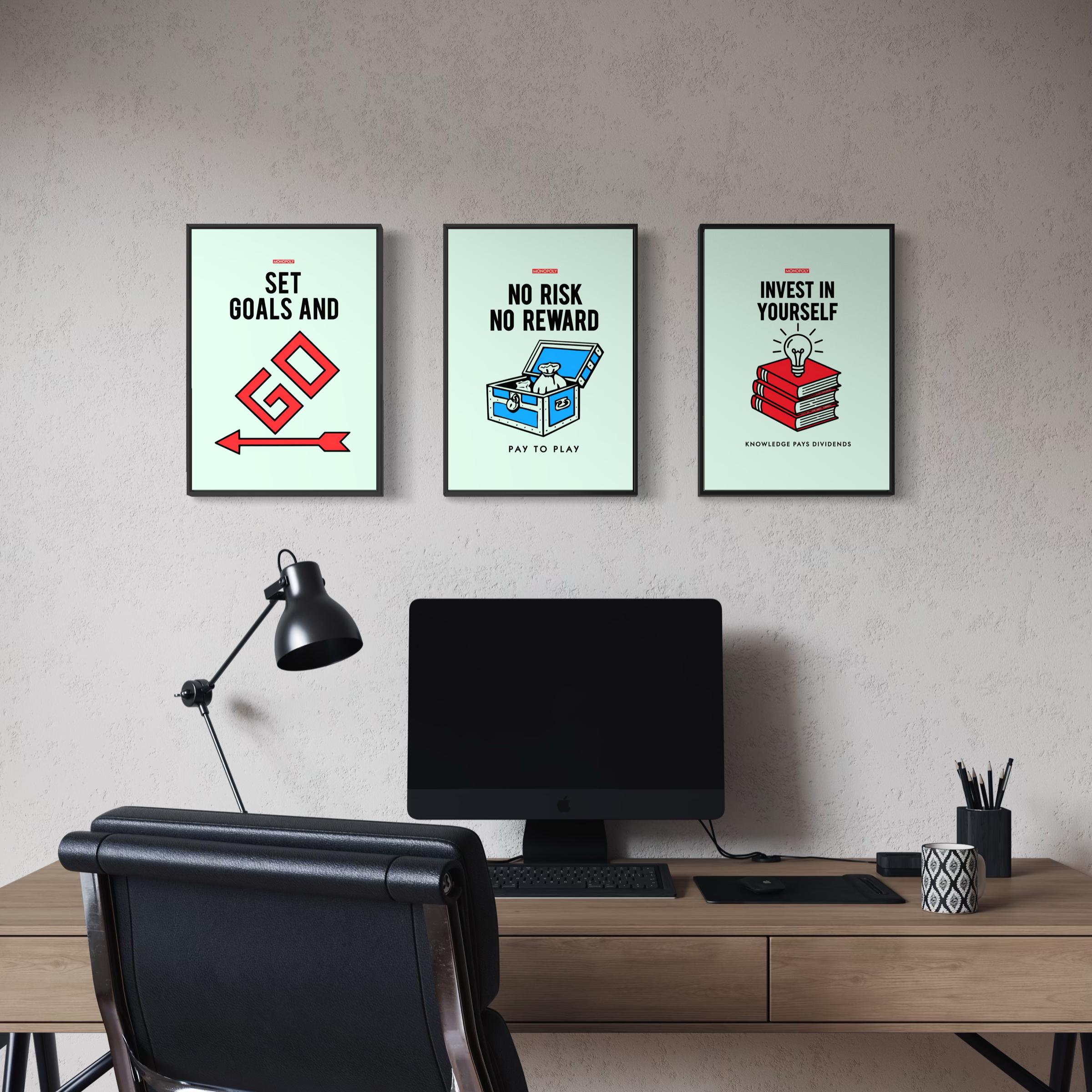 The Discipline Set Framed Posters – Monopoly Edition (Set of 3 A3 Frames) - Framed Poster (A3 Size)