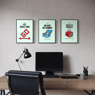 The Discipline Set Framed Posters – Monopoly Edition (Set of 3 A3 Frames) - Framed Poster (A3 Size)