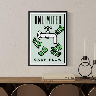 Motivational Poster Framed - Unlimited Cash Flow– Monopoly Edition (A3 Size)