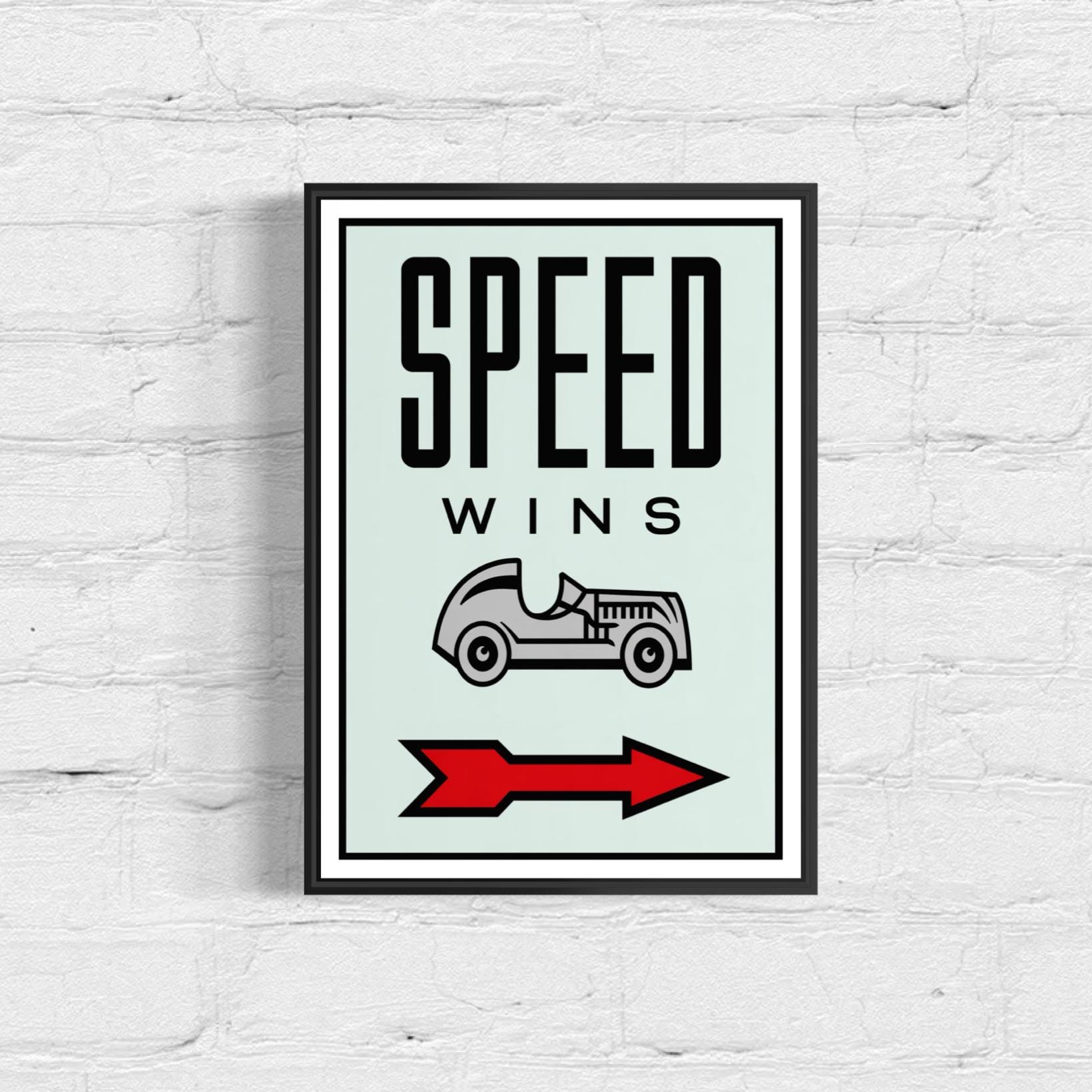Motivational Poster Framed - Speed Wins – Monopoly Edition (A3 Size)