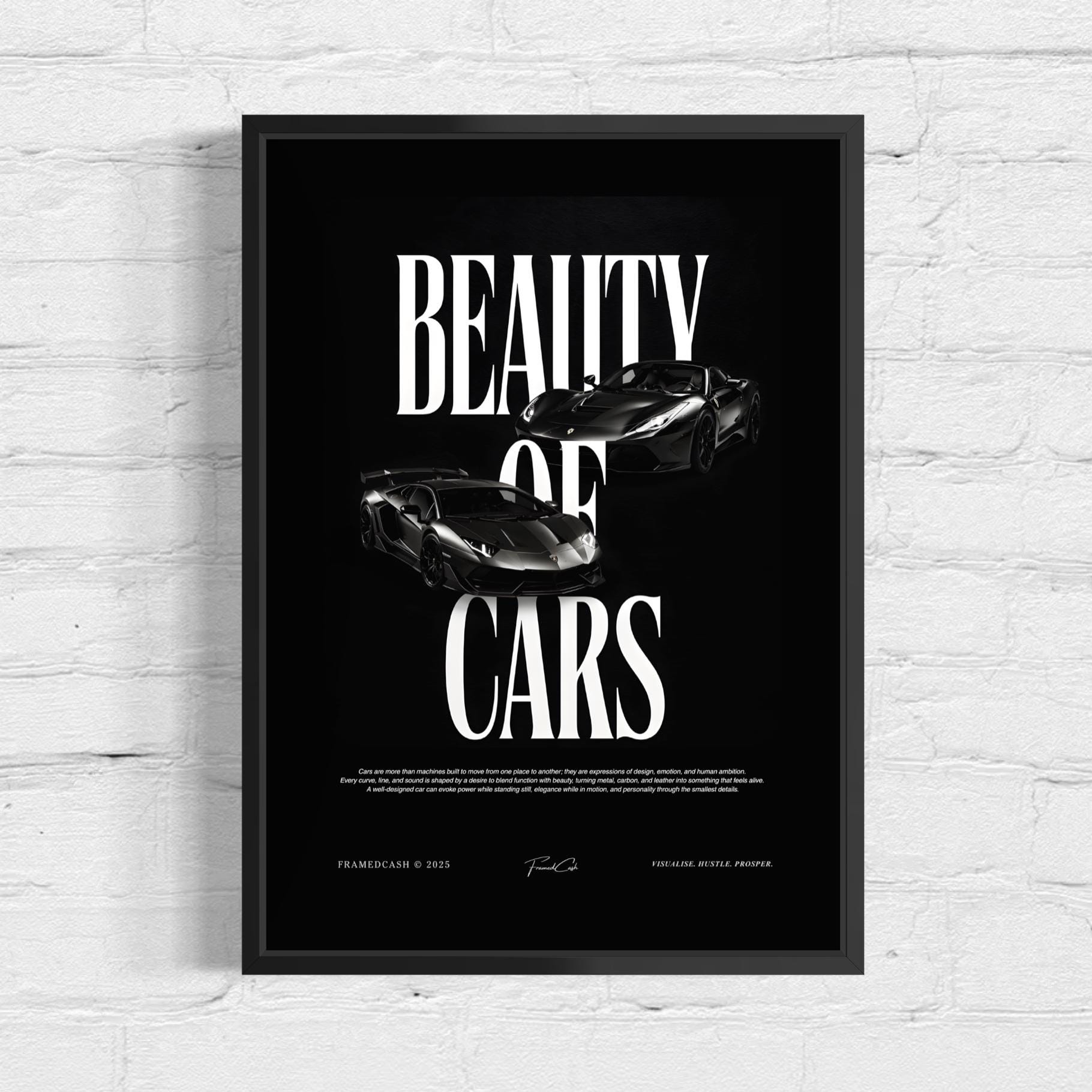 Beauty of Cars - Framed Poster (A3 Size)