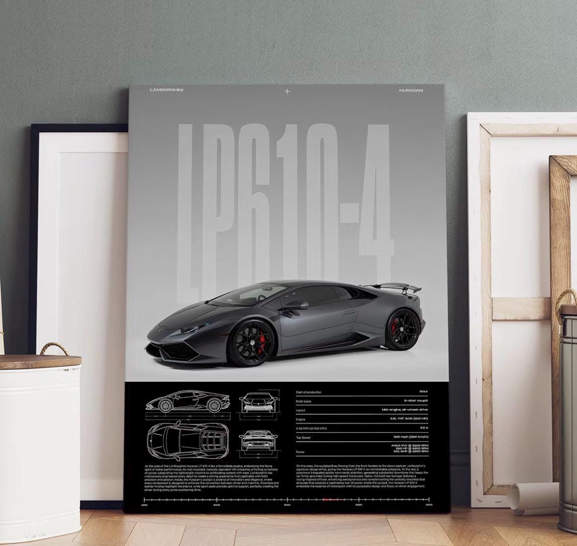 LAMBORGHINI HURACÁN LP610-4 – Precision in Motion - Wooden Canvas Poster