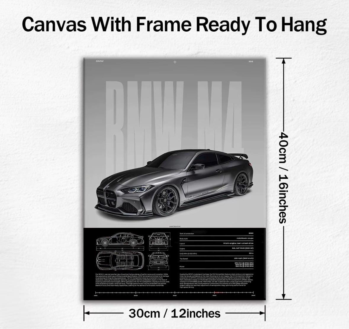 BMW M4 – Precision Meets Power | Wooden Canvas Poster