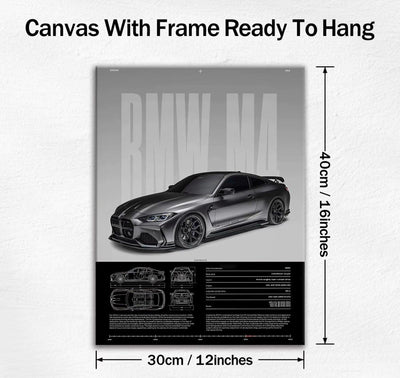 BMW M4 – Precision Meets Power | Wooden Canvas Poster