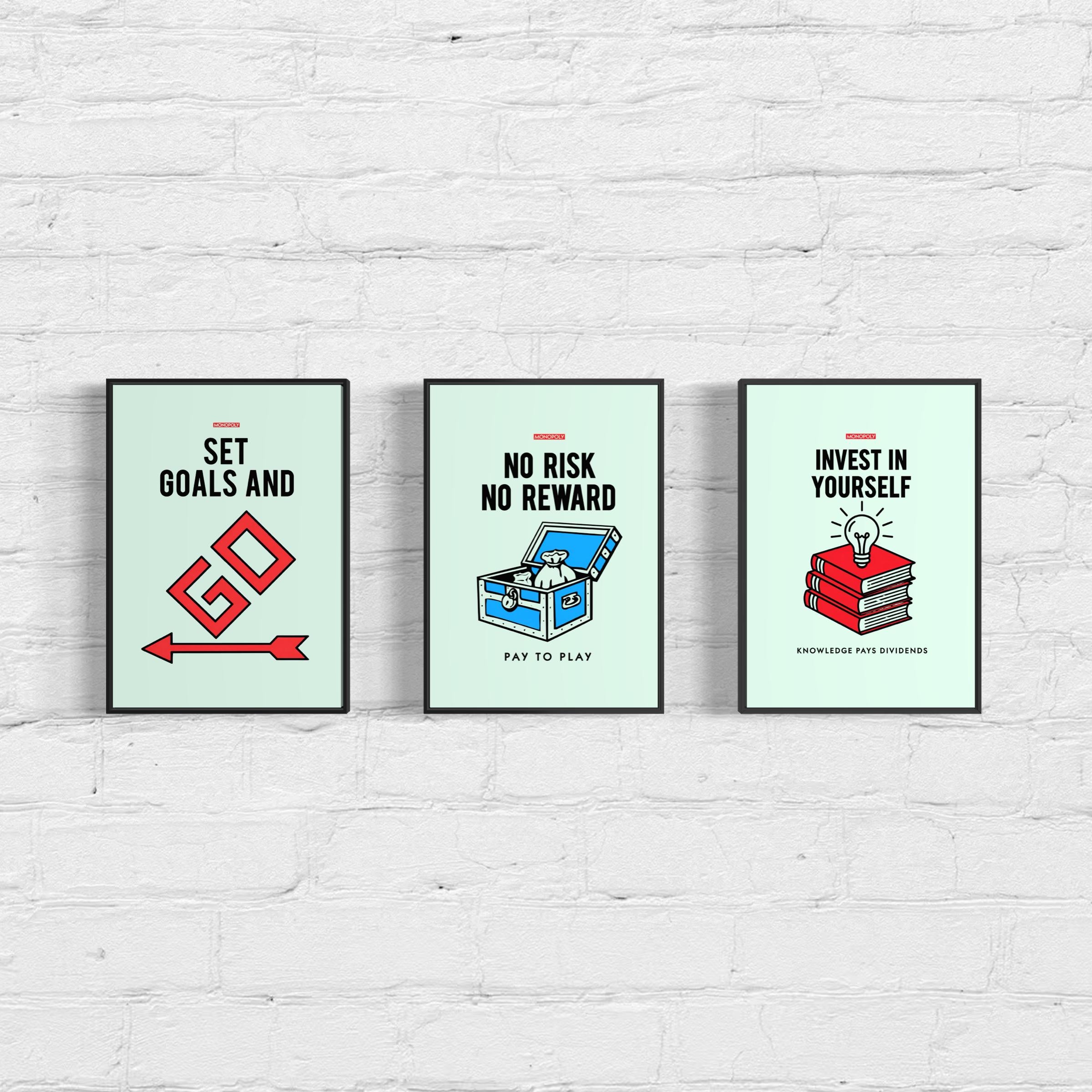 The Discipline Set Framed Posters – Monopoly Edition (Set of 3 A3 Frames) - Framed Poster (A3 Size)