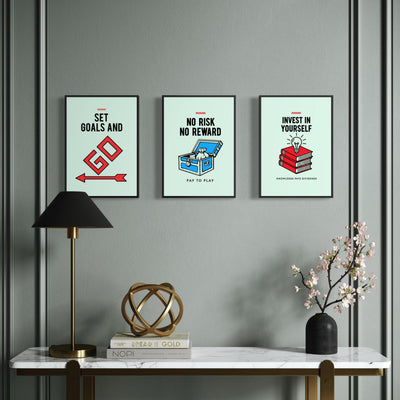 The Discipline Set Framed Posters – Monopoly Edition (Set of 3 A3 Frames) - Framed Poster (A3 Size)