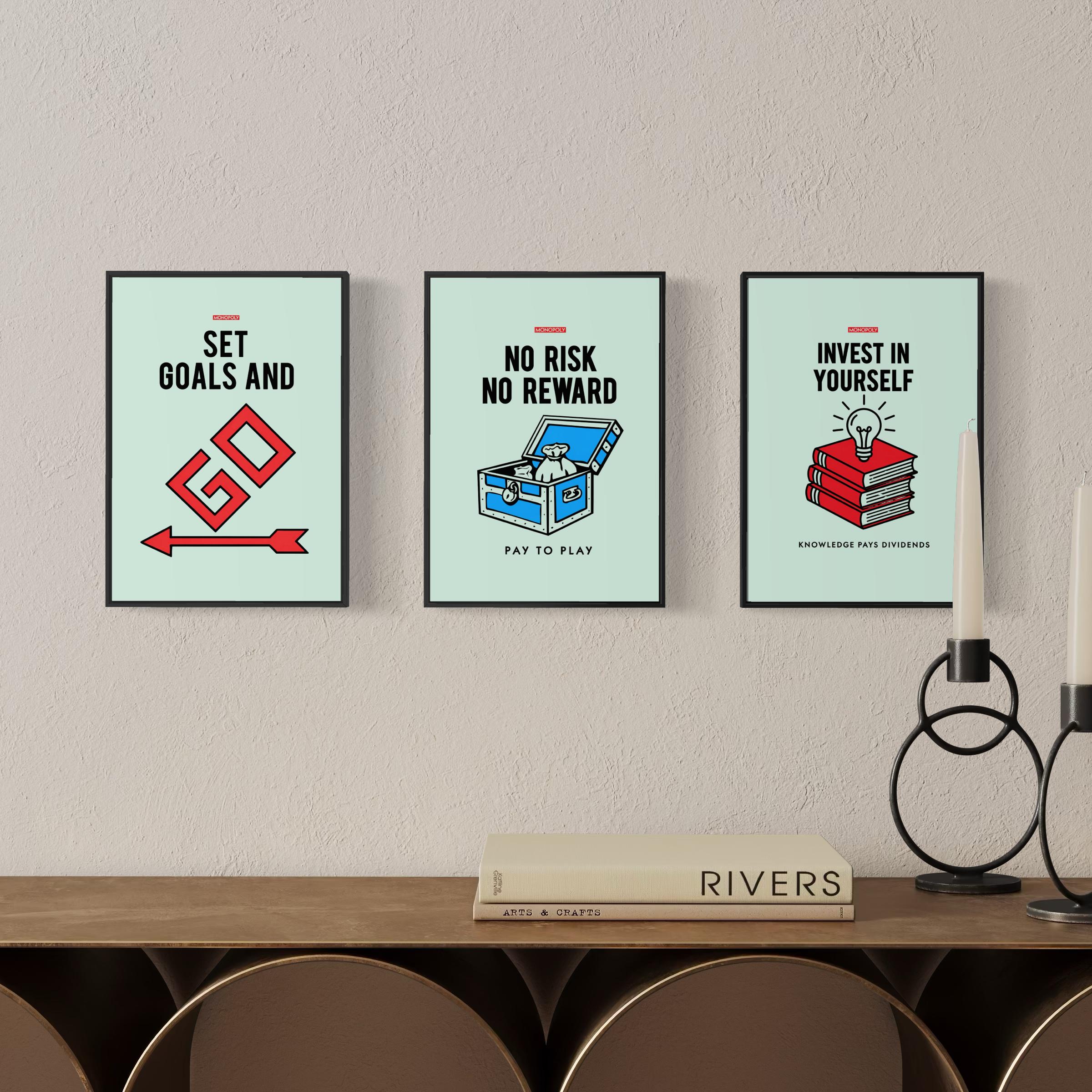 The Discipline Set Framed Posters – Monopoly Edition (Set of 3 A3 Frames) - Framed Poster (A3 Size)