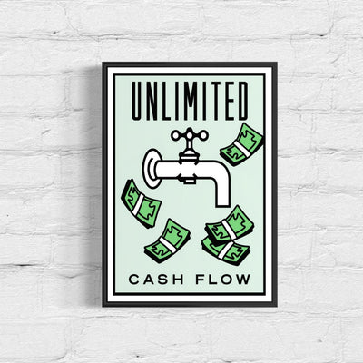 Motivational Poster Framed - Unlimited Cash Flow– Monopoly Edition (A3 Size)