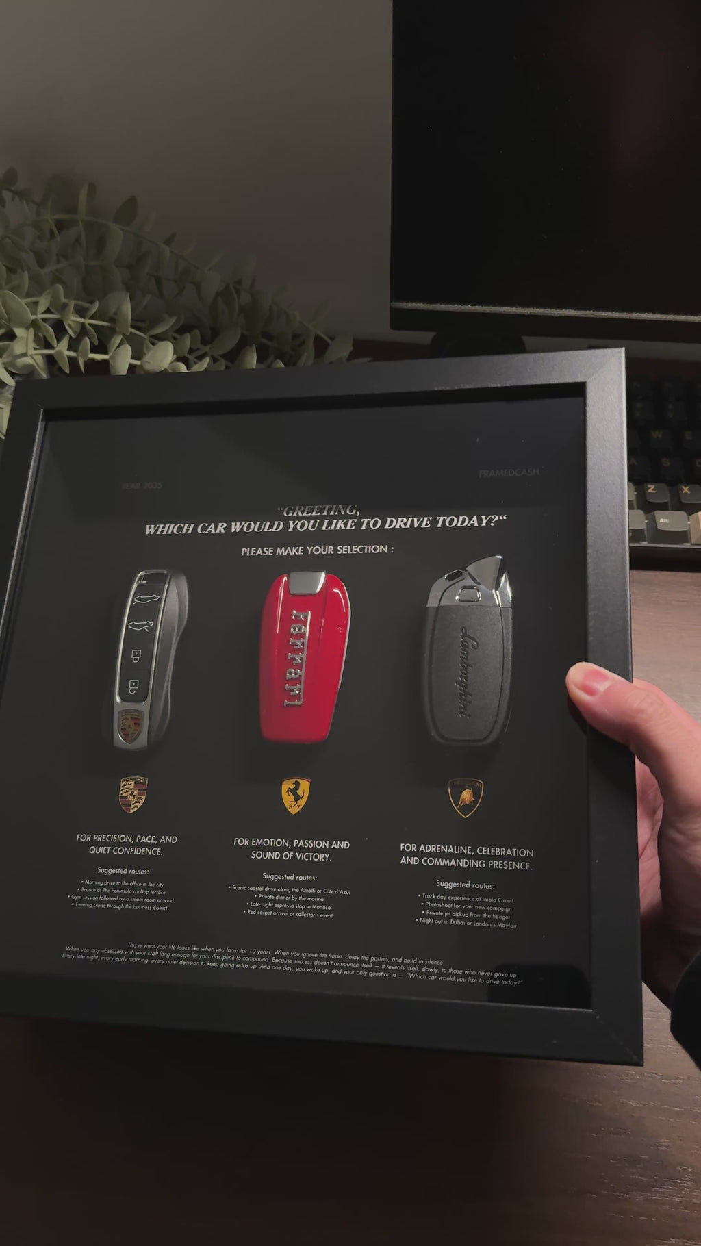 The Choice Screen Frame | Ferrari, Porsche & Lamborghini Keys | Supercar Trinity Collection