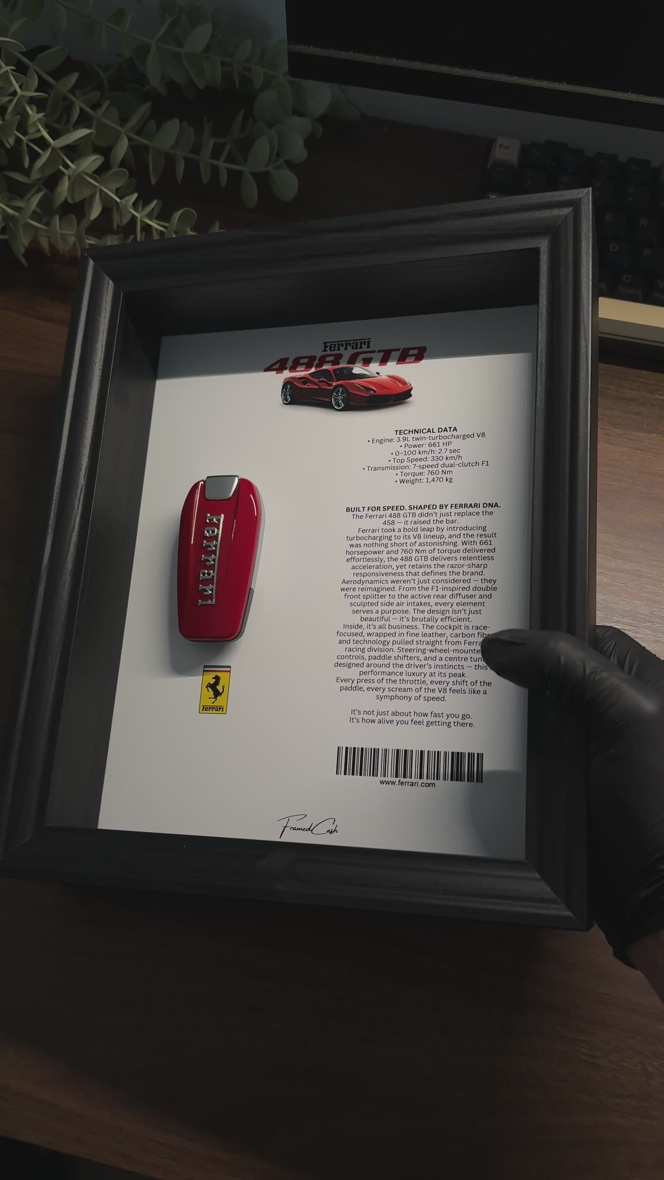 Ferrari 488 GTB Key & Spec Sheet Frame